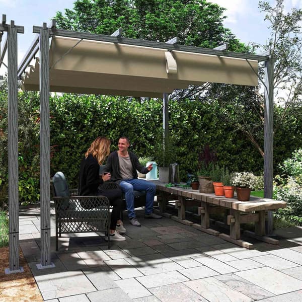Rootz 3x3m puutarha Pergola - Terassi katto - Paviljonki - UV -suoja - alumiinirunko - 299 cm x 296cm x 232 cm