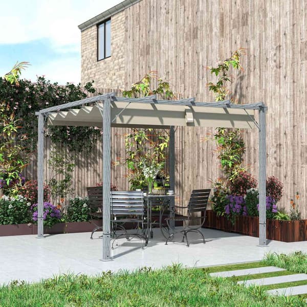 Rootz 3x3m puutarha Pergola - Terassi katto - Paviljonki - UV -suoja - alumiinirunko - 299 cm x 296cm x 232 cm