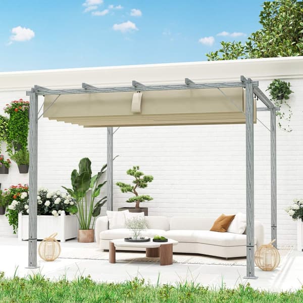 Rootz 3x3m puutarha Pergola - Terassi katto - Paviljonki - UV -suoja - alumiinirunko - 299 cm x 296cm x 232 cm