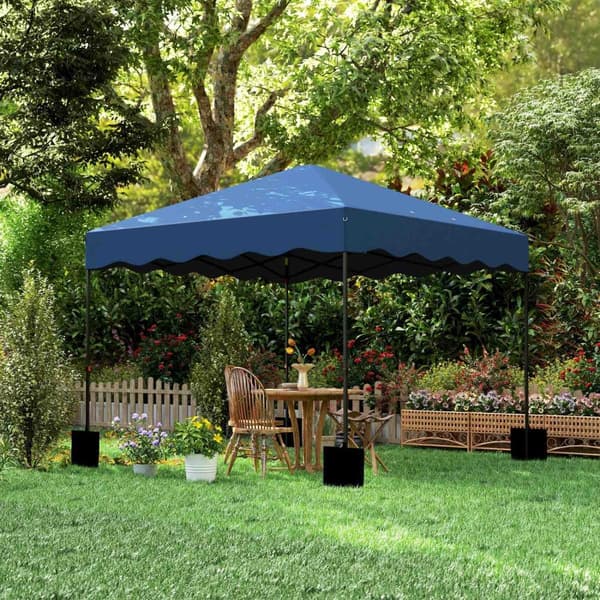 Rootz 3x3m pop -up pavilion - trädgårdstält - höjdjusterbar - UPF50+ UV -skydd - 297x297x287cm - 6-9 personer - blå - rullväska ingår