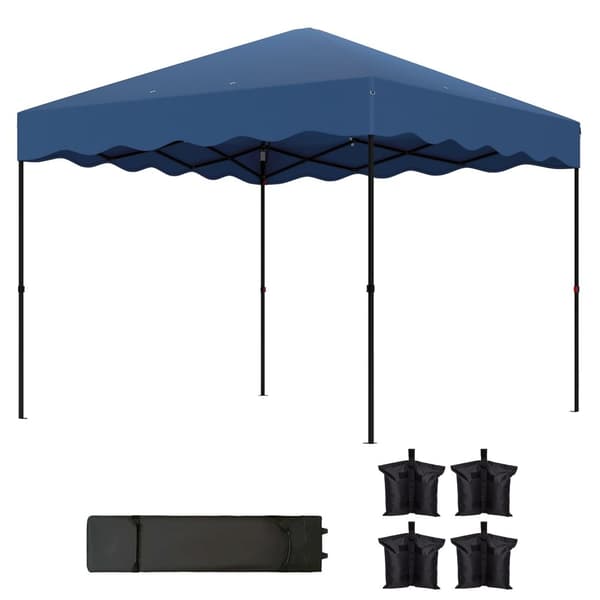 Rootz 3x3m pop -up pavilion - trädgårdstält - höjdjusterbar - UPF50+ UV -skydd - 297x297x287cm - 6-9 personer - blå - rullväska ingår