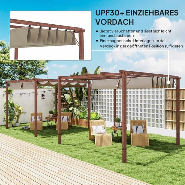 ROOTZ 3X3 M Garden Pergola - Terrasse baldakin - gårdhaveafdækning - UPF30+ solbeskyttelse - aluminiumsramme - 299x296x232 cm