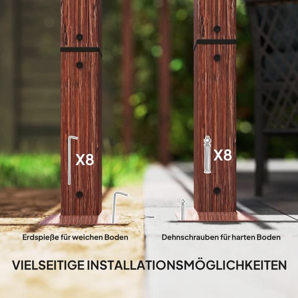 ROOTZ 3X3 M Garden Pergola - Terrasse baldakin - gårdhaveafdækning - UPF30+ solbeskyttelse - aluminiumsramme - 299x296x232 cm