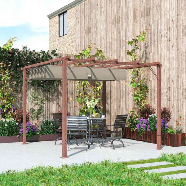 ROOTZ 3X3 M Garden Pergola - Terrasse baldakin - gårdhaveafdækning - UPF30+ solbeskyttelse - aluminiumsramme - 299x296x232 cm