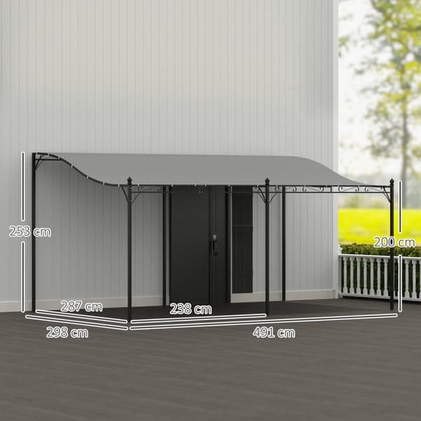 Rootz 3x5m pergola - Garden Canopy - utomhuspaviljong - Vattentät presenning - Metallram - 491 cm x 298 cm x 200/253 cm - Stabilitet och elegans