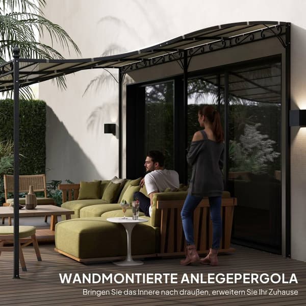 Rootz 3 x 5m Pergola - Havehylle - Udendørs baldakin - Vandtæt tarpaulin - Metalramme - 491 cm x 298 cm x 200/253 cm