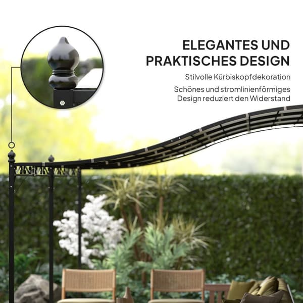 Rootz 3 x 5m Pergola - Havehylle - Udendørs baldakin - Vandtæt tarpaulin - Metalramme - 491 cm x 298 cm x 200/253 cm