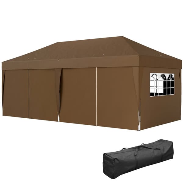 Rootz 3x6m Garden Pavilion - utomhusfällbart tält - Portabelt tak - UV & vattentätt skydd - 590 cm x 295 cm x 285 cm