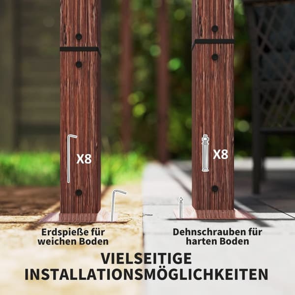 Rootz 3x4m Garden Pergola - Säädettävä terassi katto - Ulkopaviljonki - UPF30+ Auringonsuojaus - 382x300x232cm