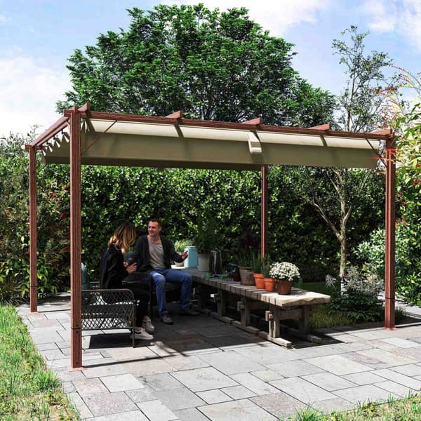 Rootz 3x4m Garden Pergola - Säädettävä terassi katto - Ulkopaviljonki - UPF30+ Auringonsuojaus - 382x300x232cm