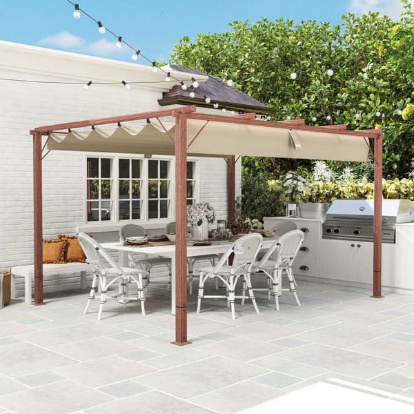 Rootz 3x4m Garden Pergola - Säädettävä terassi katto - Ulkopaviljonki - UPF30+ Auringonsuojaus - 382x300x232cm