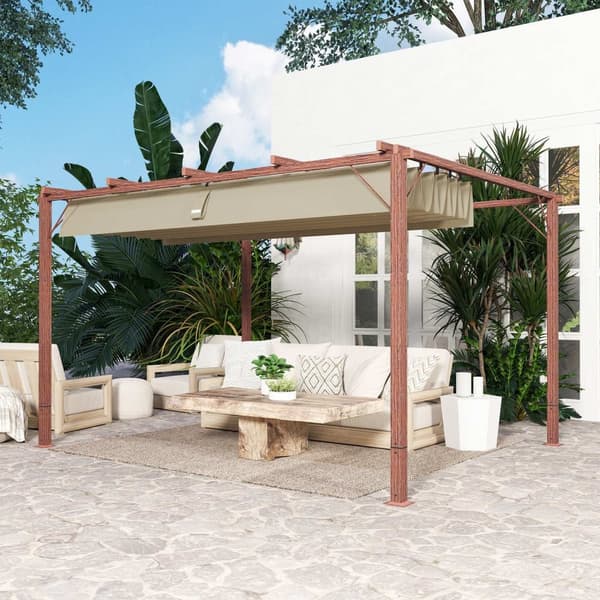 Rootz 3x4m Garden Pergola - Säädettävä terassi katto - Ulkopaviljonki - UPF30+ Auringonsuojaus - 382x300x232cm