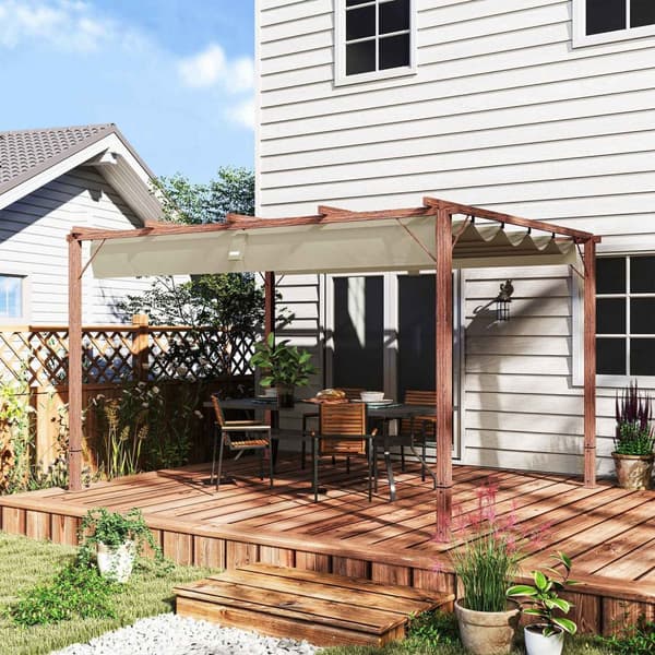 Rootz 3x4m Garden Pergola - Säädettävä terassi katto - Ulkopaviljonki - UPF30+ Auringonsuojaus - 382x300x232cm