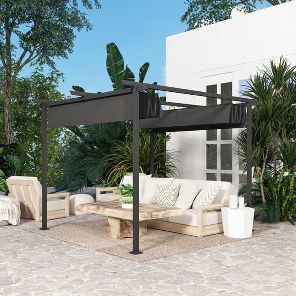 Rootz 3x3m Garden Pergola - Utomhus Gazebo - Infällbar tak - UPF30+ skydd - 300 cm x 300 cm x 227 cm