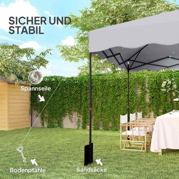 Rootz 3 x 3M Pop -up Pavilion - Puutarhateltta - Säädettävä huvimaja - UV -suoja - 297x297x287cm