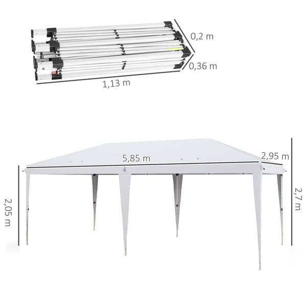 Rootz 6 x 3 m puutarhapaviljonki - pop -up -teltta - taitettava huvimaja - UV -suoja - 5,85m x 2,95m x 2,7m