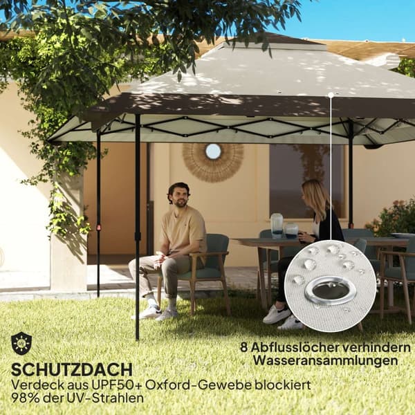 Rootz 4x4m Garden Pavilion - Garden Tent - Party Telt - UPF50+ UV -beskyttelse - 400 cm x 400 cm x 281 cm