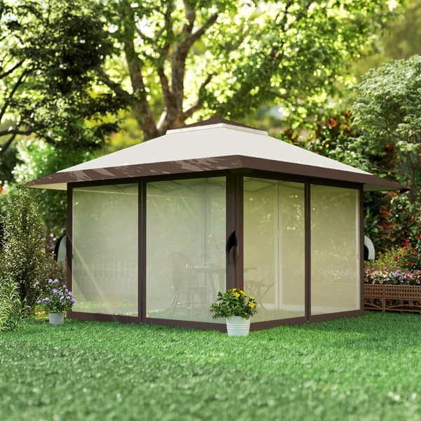 Rootz 4x4m Garden Pavilion - Garden Tent - Party Telt - UPF50+ UV -beskyttelse - 400 cm x 400 cm x 281 cm