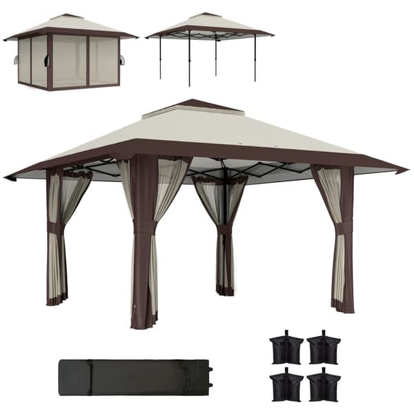 Rootz 4x4m Garden Pavilion - Garden Tent - Party Telt - UPF50+ UV -beskyttelse - 400 cm x 400 cm x 281 cm