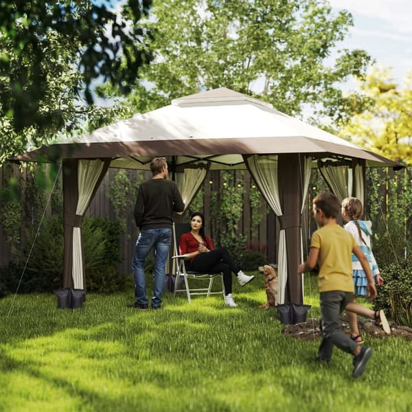 Rootz 4x4m Garden Pavilion - Garden Tent - Party Telt - UPF50+ UV -beskyttelse - 400 cm x 400 cm x 281 cm