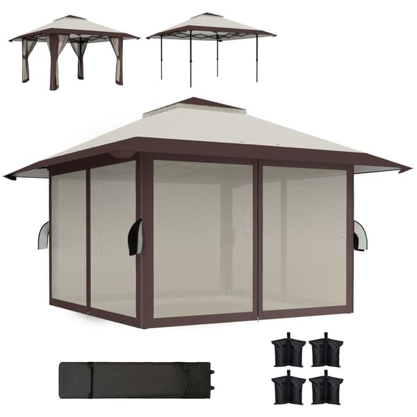 Rootz 4x4m Garden Pavilion - Garden Tent - Party Telt - UPF50+ UV -beskyttelse - 400 cm x 400 cm x 281 cm