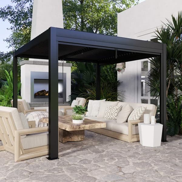 Rootz aluminium pergola - bioklimatisk lysthus - udendørs husly - vandtæt, rustbestandigt, skjult dræning - 298 cm x 298 cm x 223,5 cm
