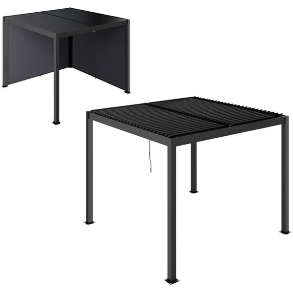 Rootz aluminium pergola - bioklimatisk lysthus - udendørs husly - vandtæt, rustbestandigt, skjult dræning - 298 cm x 298 cm x 223,5 cm