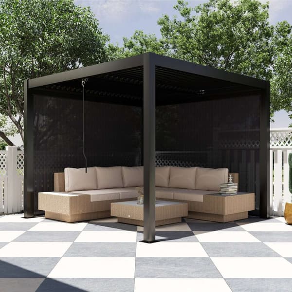 Rootz aluminium pergola - bioklimatisk lysthus - udendørs husly - vandtæt, rustbestandigt, skjult dræning - 298 cm x 298 cm x 223,5 cm