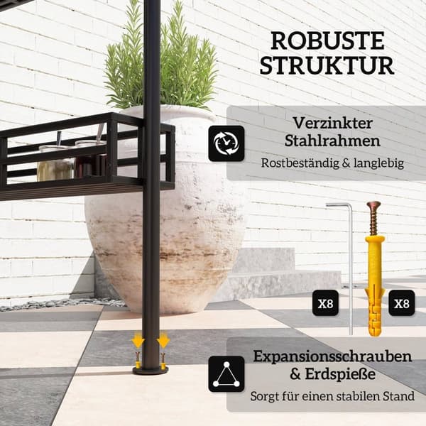 Rootz BBQ -tält - Grill -Zelt - Garden Pavilion - Luftcirkulation - 240 cm x 150 cm x 257 cm