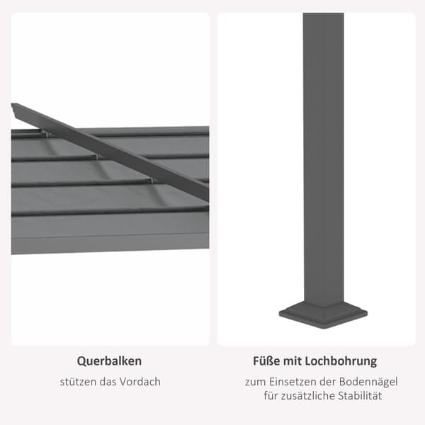 Rootz mørkegrå pergola - Terrasse Tag - Udtrækkelig baldakin - Sol og skygge - 3,97 m x 2,95 m x 2,3 m