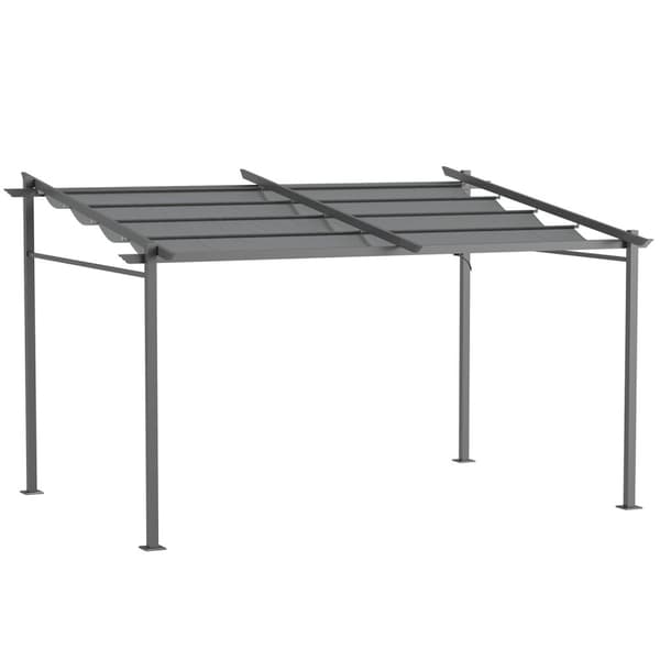 Rootz mørkegrå pergola - Terrasse Tag - Udtrækkelig baldakin - Sol og skygge - 3,97 m x 2,95 m x 2,3 m