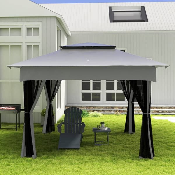Rootz Foldbar havepaviljong - Pop -up Gazebo - Udendørs telt - Vandtæt & UV -beskyttelse - 3,25 m x 3,25 m x 2,7 m med myggenet