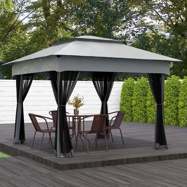 Rootz Foldbar havepaviljong - Pop -up Gazebo - Udendørs telt - Vandtæt & UV -beskyttelse - 3,25 m x 3,25 m x 2,7 m med myggenet