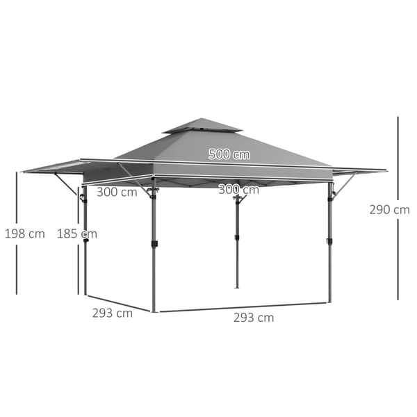Rootz Foldbar Garden Pavilion - Pop -Up Tält - utomhusskydd - UV -skydd - 500 cm x 300 cm x 290 cm