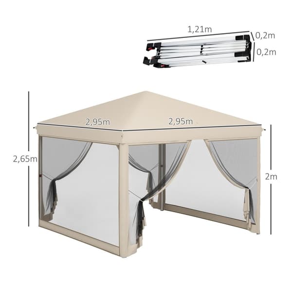 Rootz Garden Pavilion - Pop -Up Pavilion - vattentät kolonialstiltält - Lätt montering - 3L x 3B x 2,65 timmar