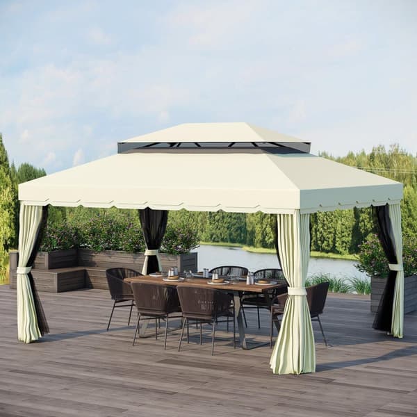 Rootz Garden Pavilion Barnum - Patio Canopy - Ulkoilma huvimaja - Suojaus auringolta ja hyönteisiä - 390 cm x 290cm x 270cm
