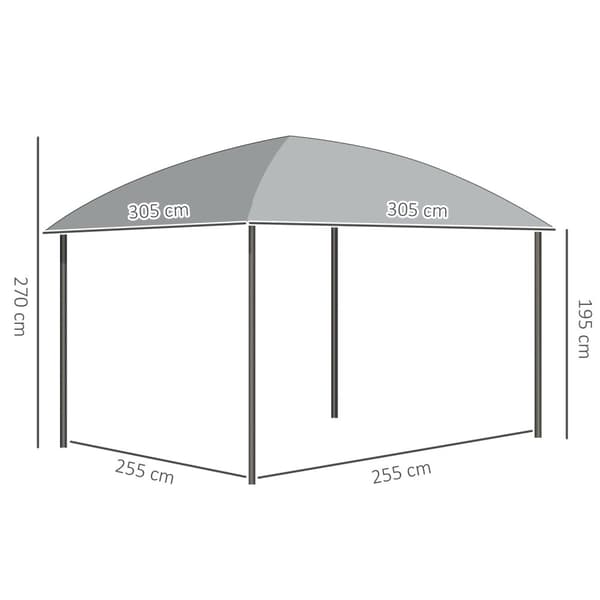 Rootz Garden Pavilion - aluminiumstruktur - polykarbonattak - Vattentät UV -skydd - 305 cm x 305 cm x 270 cm