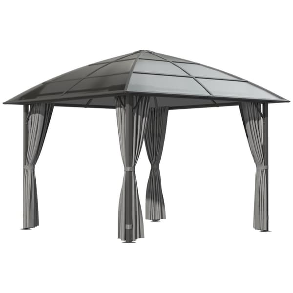 Rootz Garden Pavilion - aluminiumstruktur - polykarbonattak - Vattentät UV -skydd - 305 cm x 305 cm x 270 cm