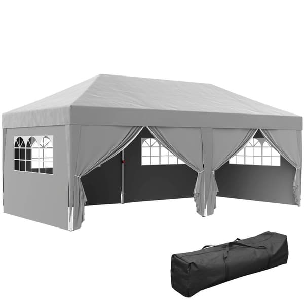 Rootz Garden Pavilion - Outdoor Folding Pavilion - Pop -Up Event Tent - UV Protection - 590 cm x 295 cm x 285 cm - grå