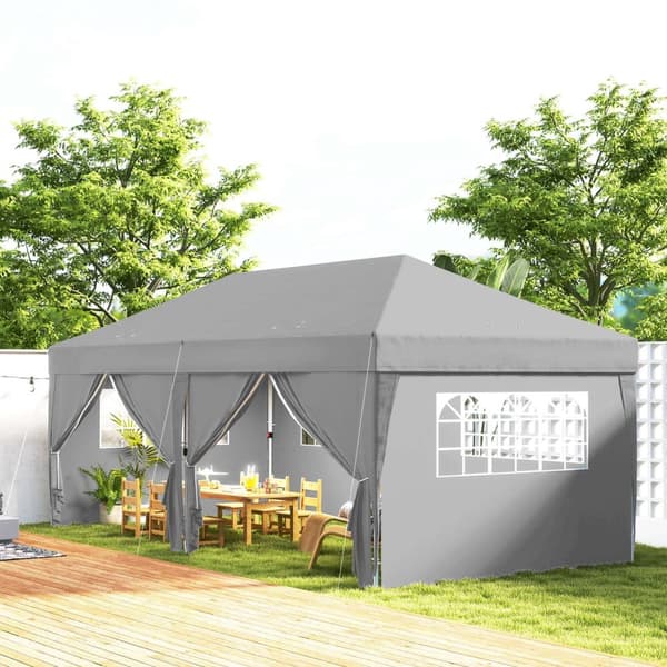 Rootz Garden Pavilion - Outdoor Folding Pavilion - Pop -Up Event Tent - UV Protection - 590 cm x 295 cm x 285 cm - grå