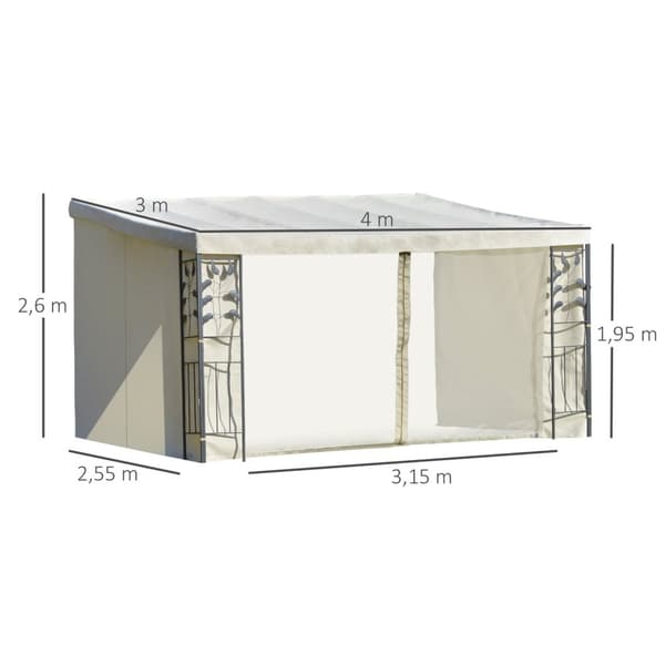 Rootz Garden Pergola Pavilion - Auringonsuoja - kannen katos - hyönteisten suojaus - 4m x 3m x 2,7m