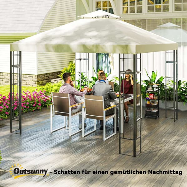 Rootz Garden Pavilion - Gazebo - Udendørs baldakin - UV30+ Beskyttelse - 3x3m - Hvid