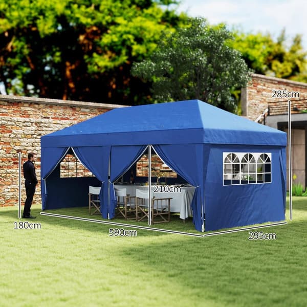 Rootz Garden Pavilion - utomhustält - Foldbar tak - UV -skydd - 590 cm x 295 cm x 285 cm - enkel transportpåse