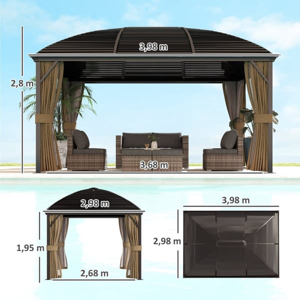 Rootz Garden Pavilion - Juhlateltta - Marquee -teltta - Vedenpitävä suoja - 398 cm x 298 cm x 280cm - ruskea