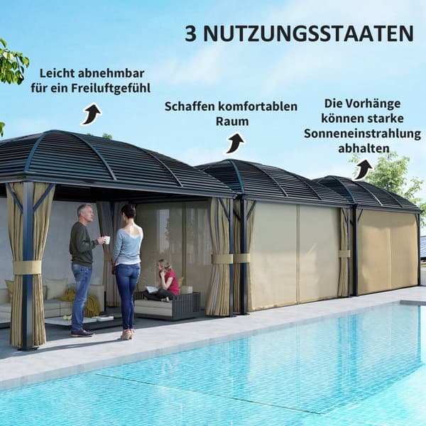 Rootz Garden Pavilion - Juhlateltta - Marquee -teltta - Vedenpitävä suoja - 398 cm x 298 cm x 280cm - ruskea