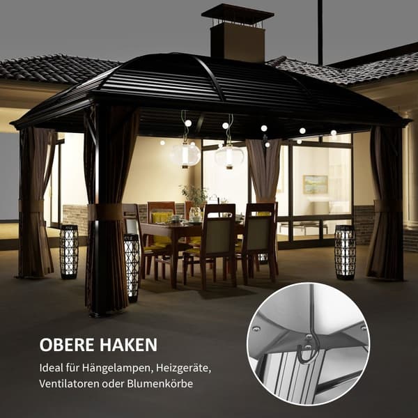 Rootz Garden Pavilion - Juhlateltta - Marquee -teltta - Vedenpitävä suoja - 398 cm x 298 cm x 280cm - ruskea