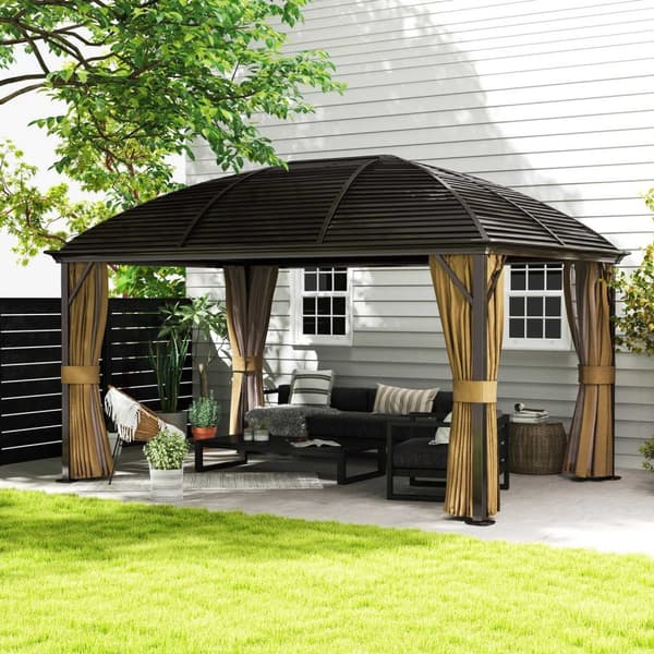 Rootz Garden Pavilion - Juhlateltta - Marquee -teltta - Vedenpitävä suoja - 398 cm x 298 cm x 280cm - ruskea