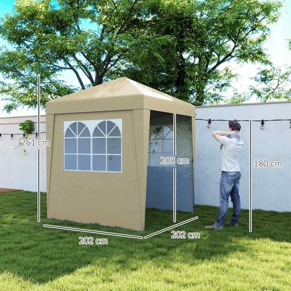 Rootz Garden Pavilion Pop -Up Tent - Foldbar Gazebo - UV Protection Shelter - 202cm x 202cm x 261 cm