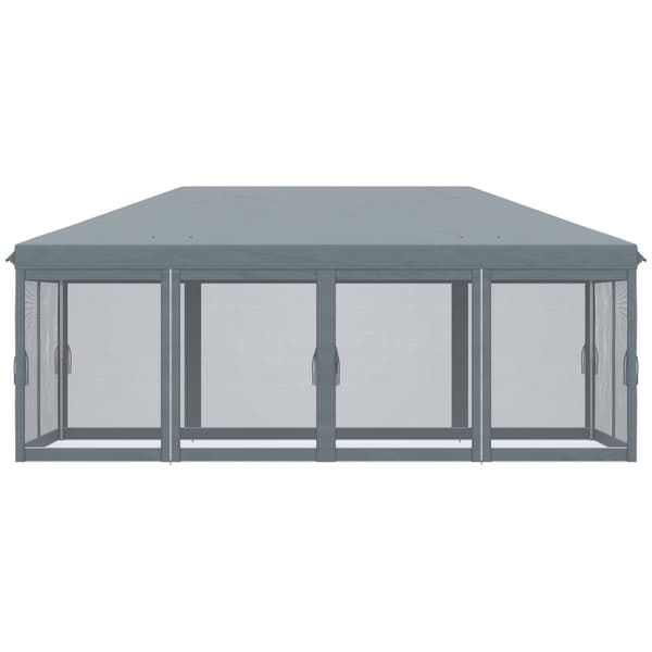 Rootz Garden Pavilion Pop -Up Gazebo - Outdoor Shelter - Event Tent - Myggskydd - 5,85 m x 2,95 m x 2,70 m - Inkluderar transportväska och tillbehör