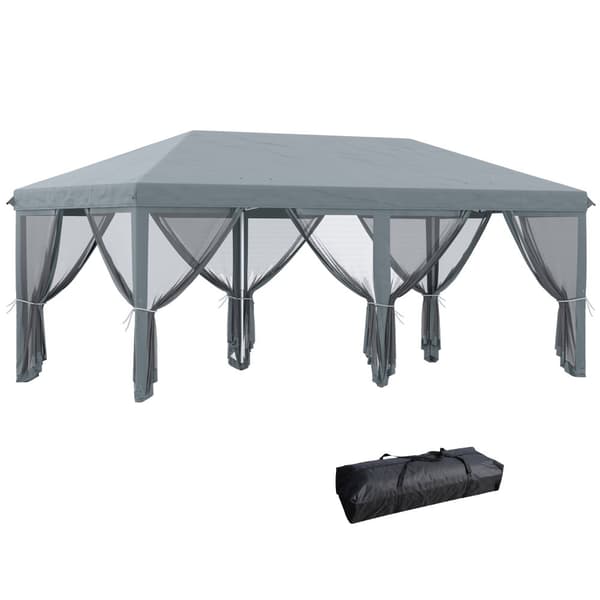 Rootz Garden Pavilion Pop -Up Gazebo - Outdoor Shelter - Event Tent - Myggskydd - 5,85 m x 2,95 m x 2,70 m - Inkluderar transportväska och tillbehör